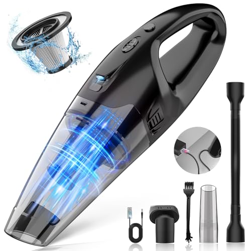 BSRCO Cordless Handheld Vacuum with 6kPa Hurricane Suction, 25Mins Runtime Portable Car Vacuum for Deep Gap Cleaning, Lightweight Hand Vac with HEPA for Pet Hair, Home & Vehicle