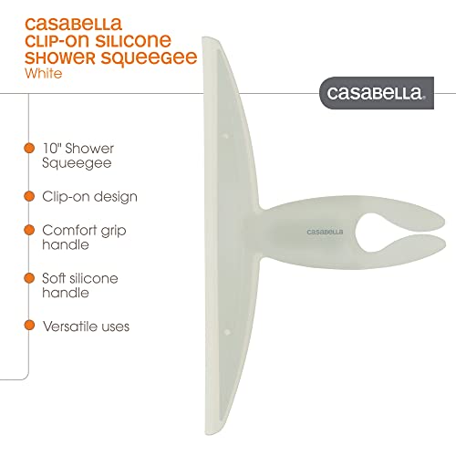 Casabella, White 44037 Clip on Silicone Squeegee, 10-1/8" x 1-1/4" x 6-3/4" h