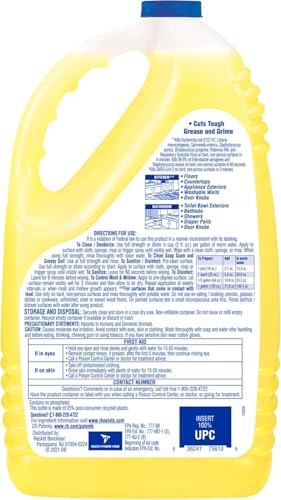 Lysol All Purpose Cleaner, Multi-Surface Disinfectant Floor Cleaner for Mopping Solution, Household Cleaning Supplies, for Bathroom & Kitchen, Lemon & Sunflower Scent, 144 oz