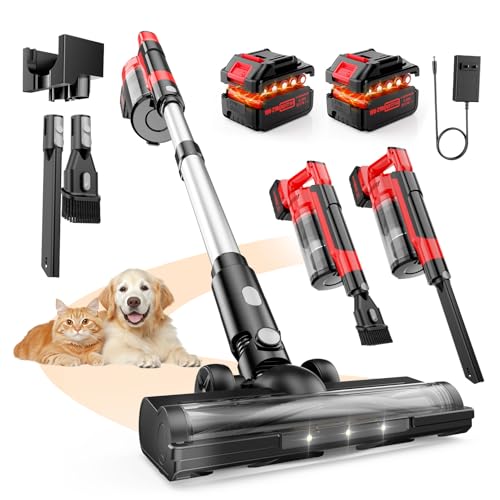 60KPa Cordless Vacuum Cleaner for Home, 700W Pet Vacuum, 70-Min Runtime, Lightweight, Rechargeable 8000mAh Dual Batteries, 2L Dust Cup, LED Display, Anti-Tangle for Pet Hair, Carpet & Hardwood Floors