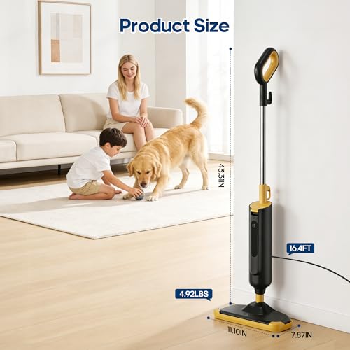 NEWBULIG Steam Mop for Hardwood/Tile/Carpet, Lightweight Steamer Cleaner for Floor Cleaning with 330ML Water Tank, Heats Up in 30 Seconds，16.4 FT Cord and 2 Washable Pads