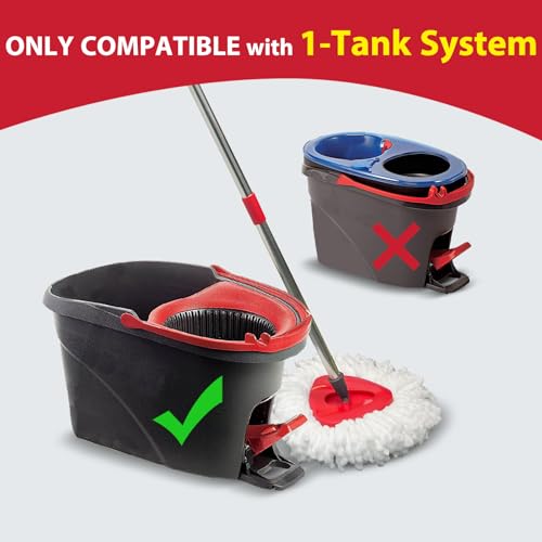 Nuorest Spin Mop Replacement Set for O-Ceda EasyWring 1-Tank System, Includes 2 Microfiber Mop Heads, 1 Adjustable Spin Mop Handle (30"-58"), 1 Spin Base, Floor Cleaning(No Bucket)