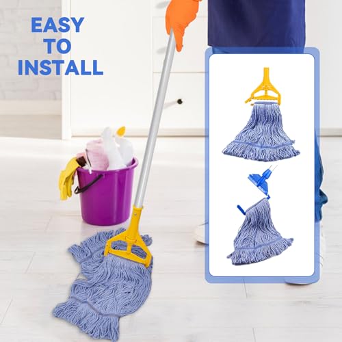 Commercial Heavy Duty Mop Heads Replacement for Rubbermaid: 3 Packs Industrial Wet Mop Head for Floor Cleaning - Commercial Products Looped End String Head Refills