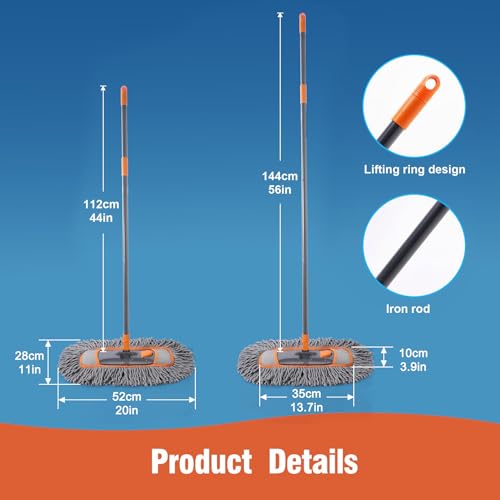 CLEANHOME Microfiber Dust Mop for Hardwood Floor Cleaning, Dry and Wet Baseboard and Floor Duster, Household Cleaning Tool for Kitchen, Bathroom