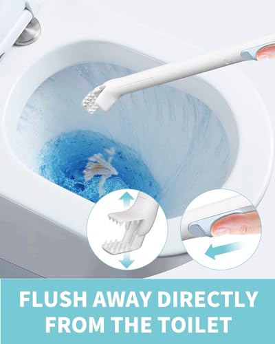 AIR U+ Disposable Toilet Brush Wand for Scrubbing Bubbles Flushable Refills, Wall Mount Toilet Cleaning System with 24 Count Refills + 1 Toilet Wand + 1 Automatic Visual Caddy