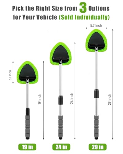 XINDELL 24-inch Windshield Cleaner Tool – Upgrade Large Head Car Interior&Exterior Window Cleaning Kit with Extendable Handle & 4 Microfiber Pads, Auto Wiper Brush for Car, Trucks, SUVs, RVs & Home