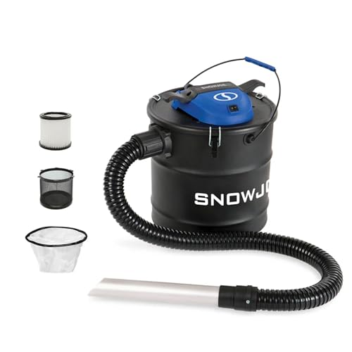 Snow Joe Bagless Canister Vacuum Cleaner, Metal Canister w/ Hose & Filter, 4.8 Gallon, 4-Amp Motor - Ash Vacuum Cleaner for Home, Garage, and Outdoor Spaces, ASHJ201