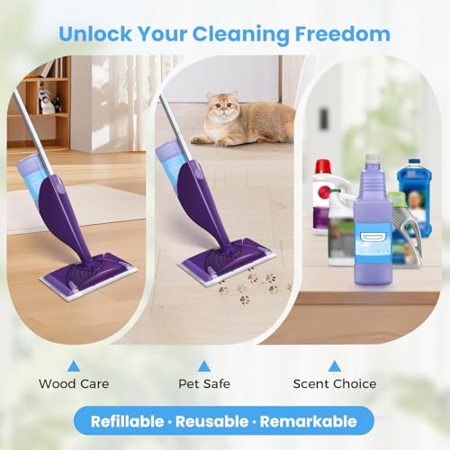 Upgraded Refillable Bottle for Swiffer® Wet Jet™ Mop – 1250ml /42.3 FL OZ, Leak-Proof HDPE Solution Refill Bottle with 8 Silicone Gaskets & 1 Funnel,Easy Install for Use with Any Cleaning Solution
