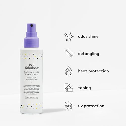 Evo Fabuloso Platinum Toning Mist - Leave-in Heat Protection Hair Toner for Blonde & Grey Hair - Tones, Protects & Detangles - 4.7 fl oz