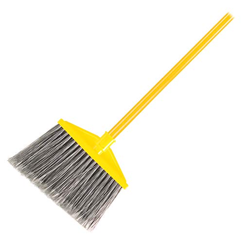 Rubbermaid Commercial Products 10.5" Angle Broom Vinyl-Coated Metal Handle Flagged Polypropylene Fill Gray for Cleaning Hard-to-Reach Areas