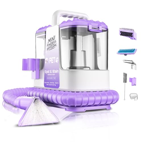 Portable Carpet & Upholstery Cleaner Machine for Pets, Spot, Stain, Couch Cleaner Machine with Powerful Suction and and Self Cleaning, Car/Auto Detailer, Lightweight Compact Design, Purple