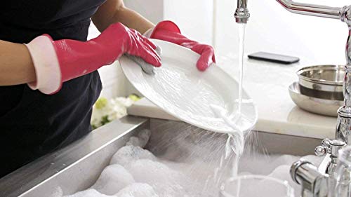 Casabella Premium Waterblock Cleaning Gloves - 6 Pair (12 Gloves) Pink - (Large)