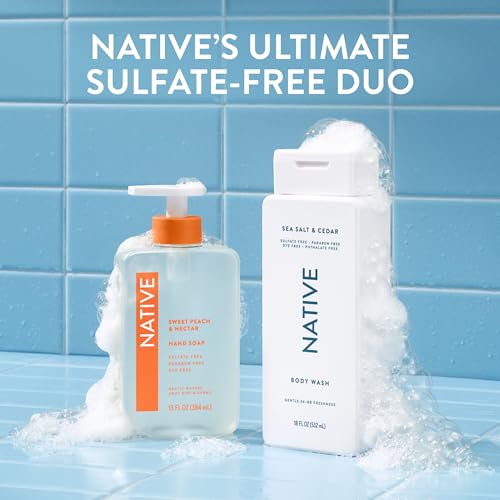 Native Sea Salt & Cedar Scent 24-Hr Refreshing Clean Body Wash for Men & Women, for All Skin Types Incl. Sensitive, Leaves Skin Feeling Clean & Soft, Free of Phthalates, Sulfates & Parabens, 18 oz