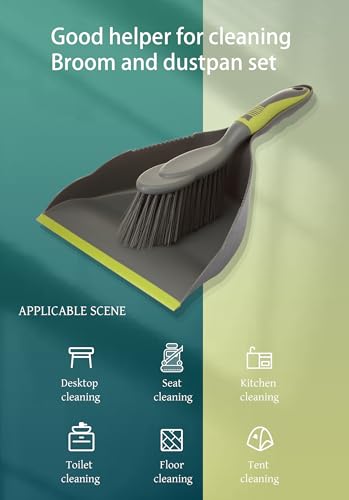 WDDBHSKN Dust pan Broom Dustpan Brush - Dust Pans with Brush, Dustpan and Brush Set, Handheld Broom and Dustpan Set are Used to Clean Kitchens, Floors, Tables, and Animal Cages.