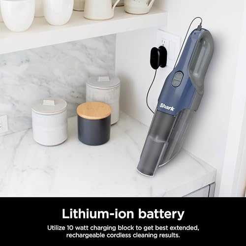 Shark Cyclone PET Handheld Vacuum | HyperVelocity Suction | Powerful Pet Hair, Home & Car Cleaning | USB Rechargable| Lightweight | Crevice Tool & Multi Surface Pet Tool | Navy Blue/Grey | CH701