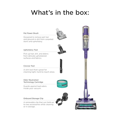 Shark POWERDETECT Ultra-Light Corded Stick Vacuum with DuoClean Technology, Self-Cleaning Brushroll for No Hair Wrap, Anti-Allergen Complete Seal & Odor Neutralizer Technology, Eggplant, HZ4002