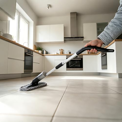Electric Spray Mop Floor Cleaner with 2 Mopping Pads 720ml Bottle & Scraper 360° Swivel Head Lightweight Cordless Wet Dry Cleaner for Hardwood Floor Cleaning Laminate Tile Wood Vinyl & All Hard Floors