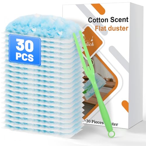 30PCS Disposable Dusters Refills Compatible with Swiffer,180 Degree Electrostatic Disposable Replacement Head for Home,Office,Ceiling Fans,Blinds and Furniture Dusting
