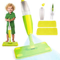 Lullulii Kids Spray Mop, Fun & Functional Toddler Mop Cleaning Set,Real Working Mini Mop, Pretend Play Toy –Includes Spray Bottle,Washable Microfiber Pads, Montessori Kids Cleaning Toy Set -Green