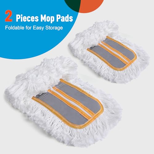 CLEANHOME 24" Commercial Dust Mop for Floor Cleaning, Heavy Duty Sweeper Broom with 2 Microfiber Mop Pads, Wet and Dry Duster Sweeper Broom for Marble, Laminate, Hardwood Floor Cleaning ,Grey