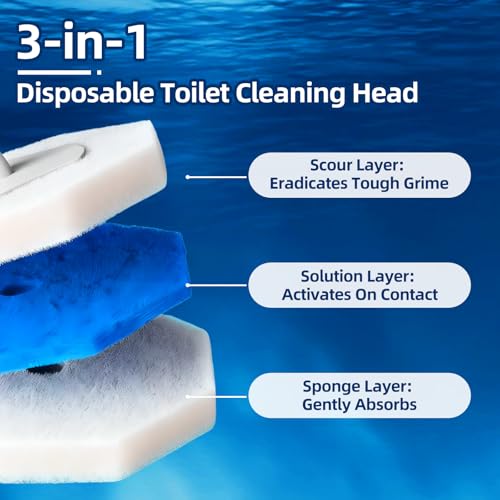 60 Count Toilet Cleaner Refill Pads Compatible with Clorox ToiletWand, High-Density Disposable Toilet Brush Refills for Powerful Scrubbing