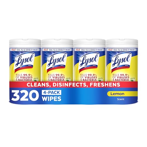 LYSOL Disinfecting Wipes, All Purpose Cleaner, Multi-Surface Antibacterial Cleaning Wipes, Household Cleaning Supplies, Dorm Essentials, Lemon & Lime Blossom Scent, 80 ct. (4 Pack)