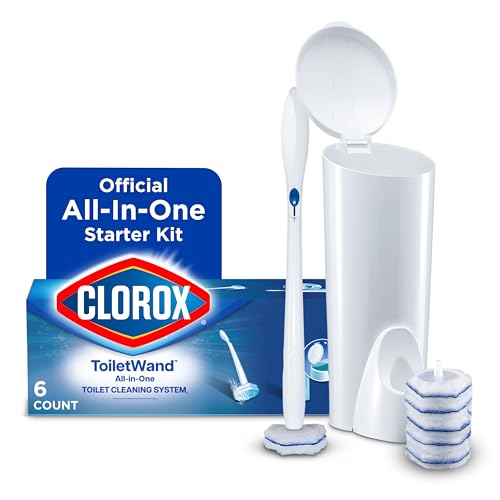 Clorox ToiletWand Disposable Toilet Cleaning System, Kills 99.9% of Germs and Viruses, Wand, Caddy and 6 Refill Heads