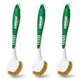 Libman Brass Brush Pot Scrubber - Metal Wire Brass Pot Brush - 3 Pk Wire Scrub Brushes with Pot & Pan Scraper for Cleaning Grills, Skillets, Oven Racks