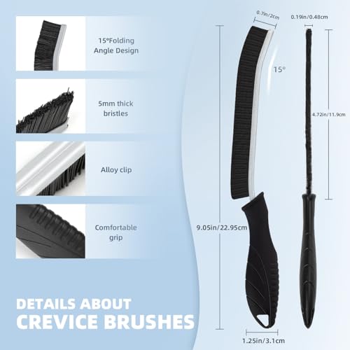 TQRR 3Pcs Hard Bristle Crevice Cleaning Brush, Scrub Brush, Kitchen Sink Cleaning Brush, Grout Brush, Corner Brush Cleaning Tools for Toilet, Bathroom, Gap, Home, Household, Window (3, Black)