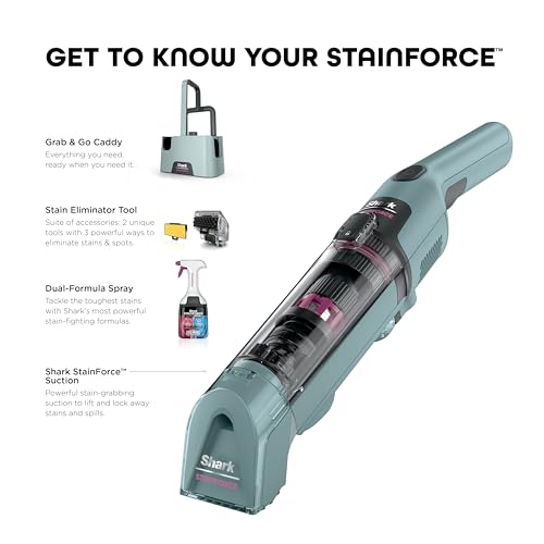 Shark StainForce Cordless Spot Cleaner, Dual-Activated Easy Spray Formula, OXY-Powered Stain Cleaning, Indoor + Outdoor, Carpets, Upholstery, Car Seats & Stairs, Pet Urine & Odor Remover, HX101