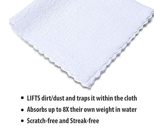 Eurow 200GSM Microfiber Cleaning and Drying Cloths with Dispenser Box, Reusable, Streak-Free, Scratch-Free, Ultra Absorbent, Edgeless for All Surface Types, 12x12in, 50-Pack, White