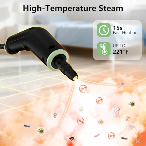 Steam Cleaner, Portable Steamer for Cleaning with 16pcs Accessories, 6-Level Adjustable and 15s Heat-Up, Handheld Steam Cleaner for Home, Tile, Dirt, Grout, Grease, Car Detailing