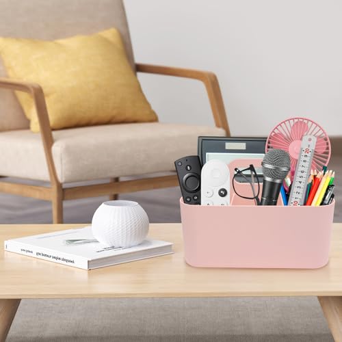 BLLREMIPSUR Plastic Portable Caddy with Handle, Pink Bathroom Shower Caddy Organizer, 5 Grid Small Caddies Storage Basket for Makeup, Cleaning, Art Craft, Stationery