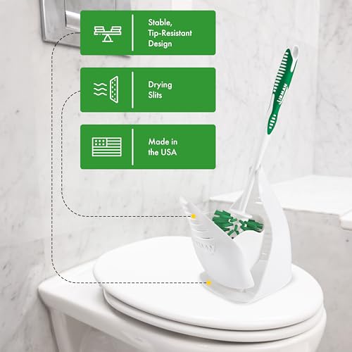 Libman Designer Bowl Brush and Caddy - 2 Pack - Toilet Brush and Holder Set, Non-Scratch, Bathroom Brush, Hygenic Caddy with Drying Slits