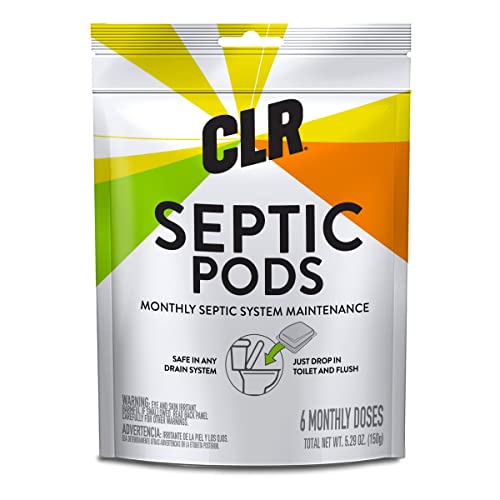 CLR Septic System Treatment Pods, Hassle-Free, Dissolvable and Easy to Flush, Formulated with Biobased Ingredients, Helps prevent Clogs and Build-up, 6 Month Supply