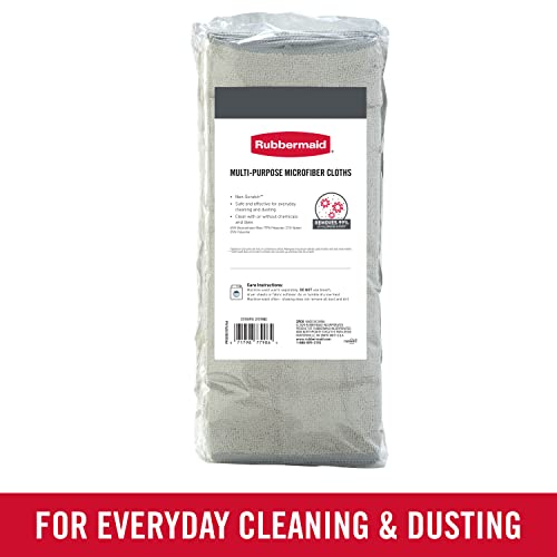 Rubbermaid All Purpose Microfiber Cleaning Cloth Towels, 50 Pack, 12"x12", Non-Scratch, Reusable/Washable for Cleaning/Wiping/Polishing for Home/Kitchen/Car