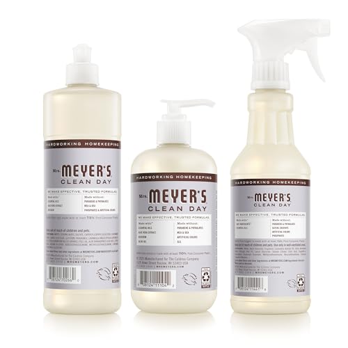 Mrs. MEYER'S CLEAN DAY Kitchen Basics Set, Lavender Scent Cleaning Supplies includes Hand Soap (12.5 Fl Oz), Dish Soap (16 Fl Oz) and Multi-Surface Cleaner (16 Fl Oz)