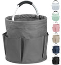 IHOMAGIC 17L Collapsible Cleaning Caddy with Handle, Foldable Cleaning Supply Caddy, Bucket Tool Organizer in 600D Oxford Fabric, Multifunctional Storage Basket for Cleaning, Traveling, Dark Gray