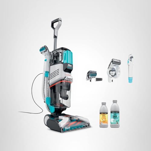 Shark CarpetXpert | Upright Carpet, Area Rug & Upholstery Cleaner | Carpet Shampooer with StainStriker Handheld Tough Stain Eliminator | Removes Tough Stains & Odors | 3 Cleaning Tools | White | EX201