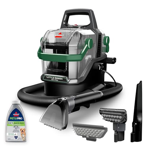 BISSELL Little Green Pet Pro Portable Carpet and Upholstery Deep Cleaner, Car/Auto Detailer with Self-Cleaning Tough Stain, Pet Hair Removal, Crevice Tool (3909)