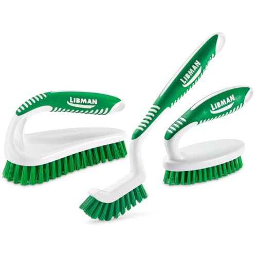 Libman Scrub Brush Kit | Cleaning Brush | Tile & Grout Brush | Small Scrub Brush | Power Scrub Brush | Carpet Brush | Bathroom Scrubber | Boot Scrubber | 3 Different Brushes Included