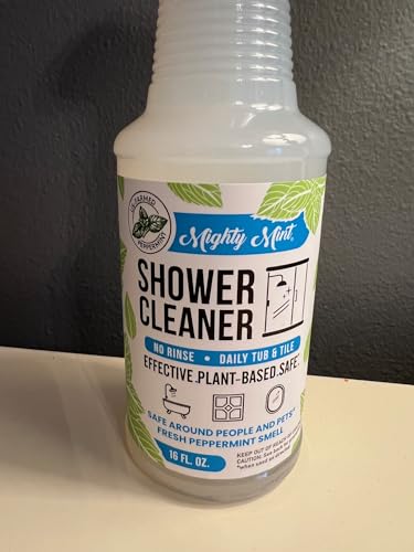 Mighty Mint Daily Shower Cleaner Spray – No Rinse, No Scrub Solution for Glass, Tile & Grout – Plant Based Formula with Peppermint Scent - 16 oz.