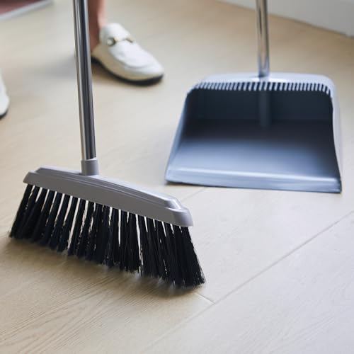 Tioncy 8 Set 16 Pcs Broom and Dustpan Set 53 Inch Broom with Dustpan Combo with Long Handle Upright Stand up for Office Home Kitchen Lobby Floor Cleaning