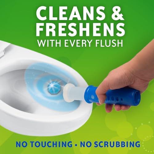 Scrubbing Bubbles Fresh Gel Toilet Bowl Cleaning Stamps, Automatic & Continuous Bathroom Toilet Cleaner Helps Prevent Limescale & Rings, Rainshower Scent, 1 Dispenser with 12 Stamps (6 Count)