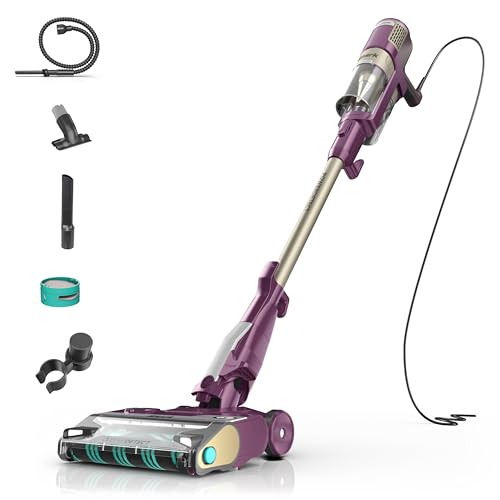 Shark PowerDetect | Corded Stick Vacuum Cleaner for Carpet & Hard Floors | Lightweight Hand Vacuum for Pet Hair with DuoClean | Self-Cleaning Brushroll | HEPA | 3 Attachments | Purple | HZ4001AMZ
