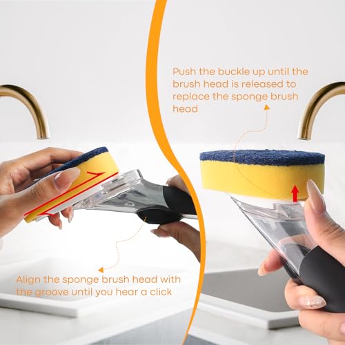 Sponge Brush Refills for OXO Soap Dispensing Dish Brush - 4 Pack Dish Cleaning Soap Dispensing Head Replacement for Scrubber