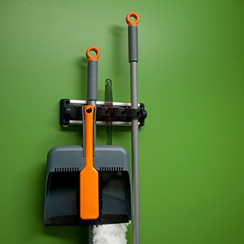 Casabella Grook 13.5" Wall-Mount Broom and Mop Holder, Medium