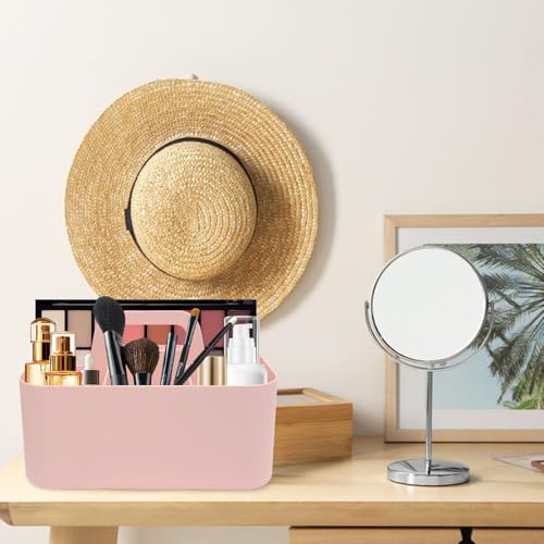 BLLREMIPSUR Plastic Portable Caddy with Handle, Pink Bathroom Shower Caddy Organizer, 5 Grid Small Caddies Storage Basket for Makeup, Cleaning, Art Craft, Stationery