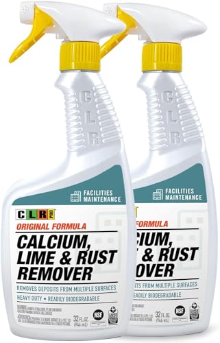 CLR PRO Calcium, Lime & Rust Remover, 32 oz. Spray Bottle, Pack of 2, Quickly Removes Calcium, Lime, Hard Water Deposits and Surface Rust Stains