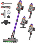 LIBINO Cordless Vacuum Cleaner, 650W 55KPA 70Mins Anti-Tangle Wireless Vacuum,Rechargeable Vacuum with Green Light,Powerful Stick Vacuum for Home Carpet/Hardwood Floors,Purple